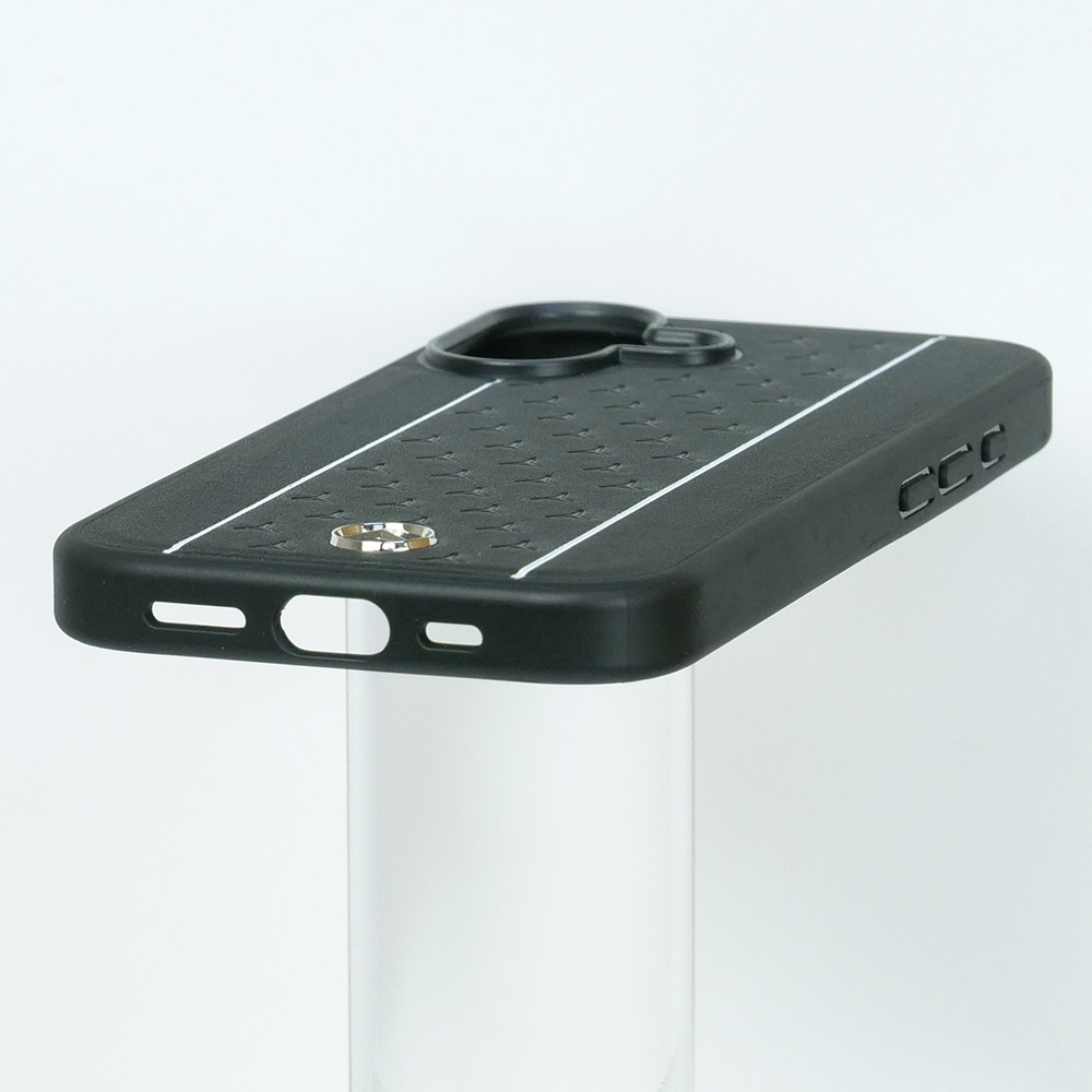 メルセデスベンツ iPhone 17 レザー バックカバー 星形模様 ホワイトライン ブラック マグセーフ対応 MEHMP17S25RPSLKH