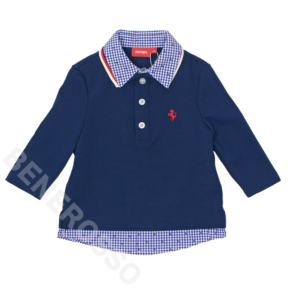 フェラーリ ベビー ロングスリーブ ポロ 12ケ月 ネイビー