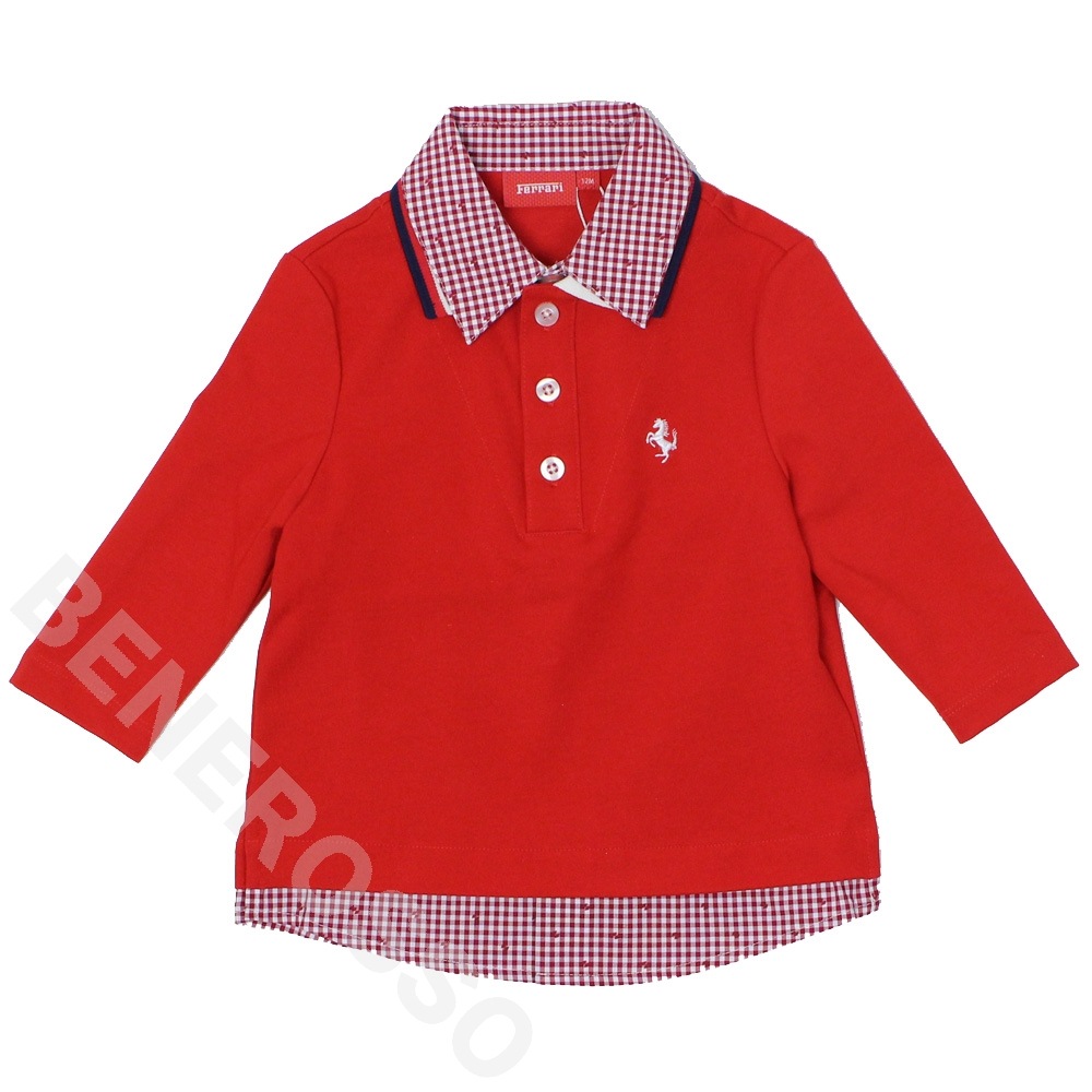 フェラーリ ベビー ロングスリーブ ポロ 12ケ月 レッド