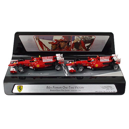 マテル 1/43スケール フェラーリ F10 2010 バーレーンGP 80th FERRARI ONE-TWO VICTORY 2台セット MT7423V