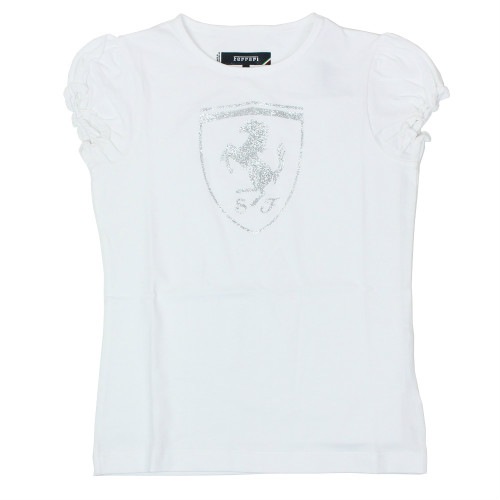 【アウトレット】フェラーリ ガールズ スクデット グリッター Tシャツ ホワイト 3才【返品・交換対象外】