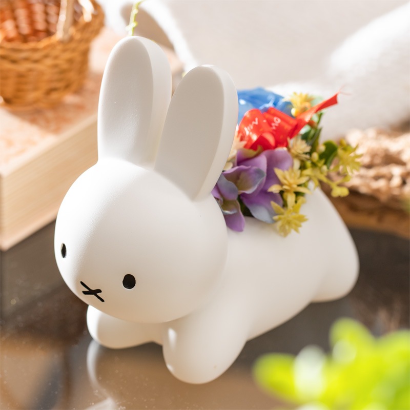 うさぎカバー プリザーブドフラワーアレンジ ブルー アレンジメント 造花 プリ アートフラワー ミッフィーのお花屋さん Flower Miffy