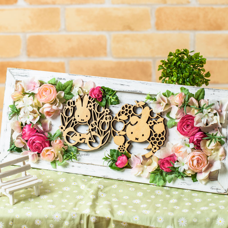 受注生産品】 フラワーミッフィー 時計 お花の壁掛け時計 グレー econet.bi