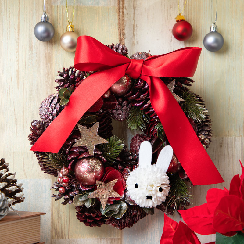 予約商品 クリスマス クリスマスリース レッド ネットショップ限定 22年10月下旬お届け 季節のおすすめ クリスマス ミッフィーのお花屋さん Flower Miffy