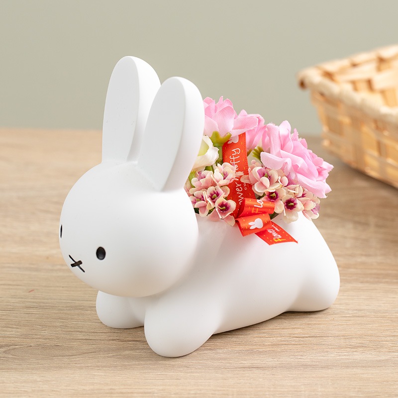 Flower Miffy うさぎカバー アートフラワーアレンジ ピンク 