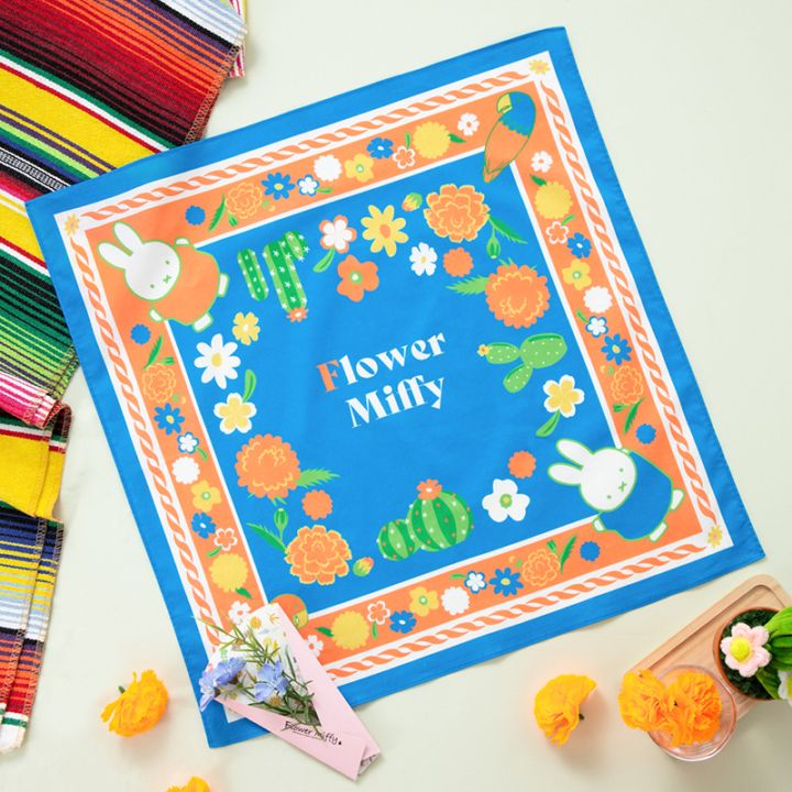 Flower Miffy バンダナハンカチ サボテン スカイブルー アートフラワーセット