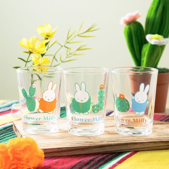 Flower Miffy ミニグラス サボテン 3種セット アートフラワー付き