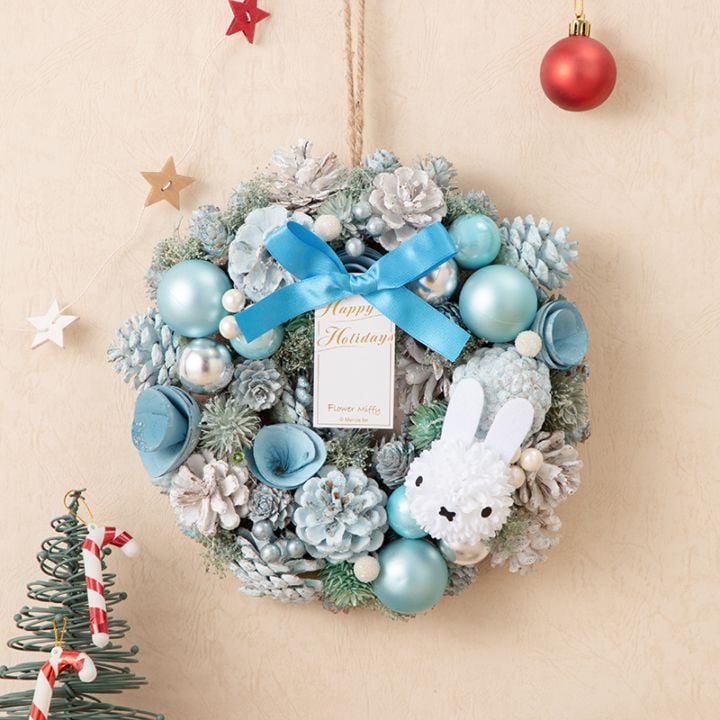 【予約商品：クリスマス】Flower Miffy クリスマスリース ミッフィーマム ブルー※11月上旬お届け※
