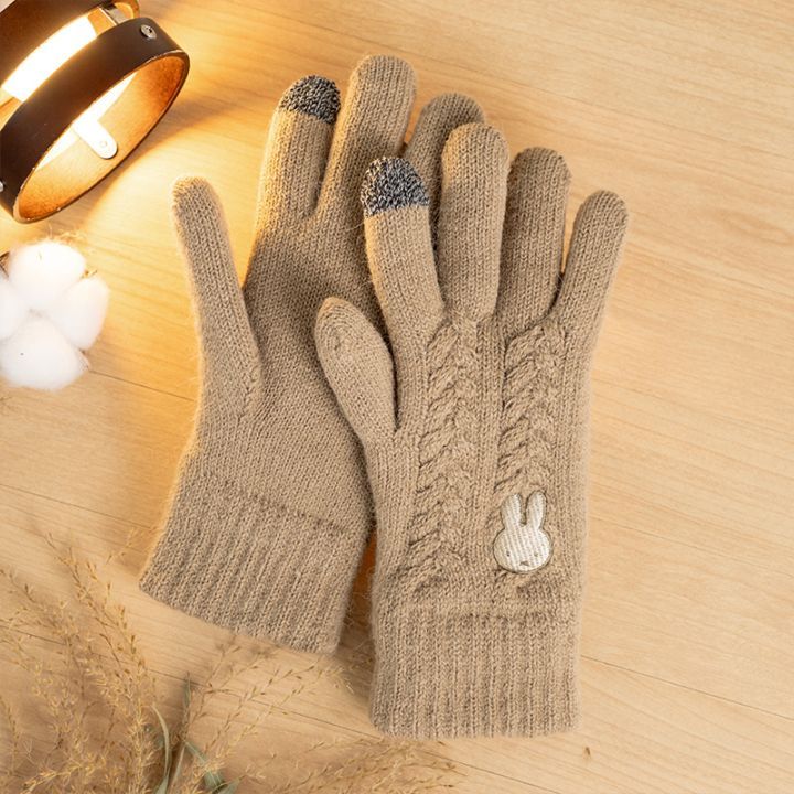 裏ボアふわもこ手袋スマホ対応 ベージュ