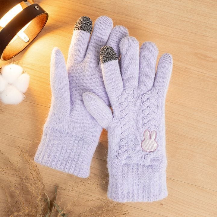 裏ボアふわもこ手袋スマホ対応 パープル