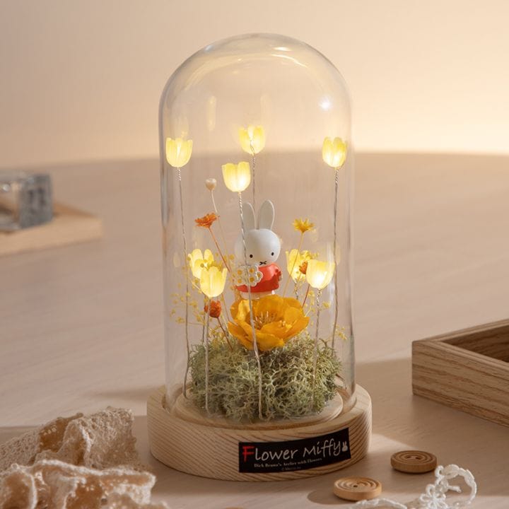 Flower Miffy LEDフラワーアレンジ ドームL イエロー