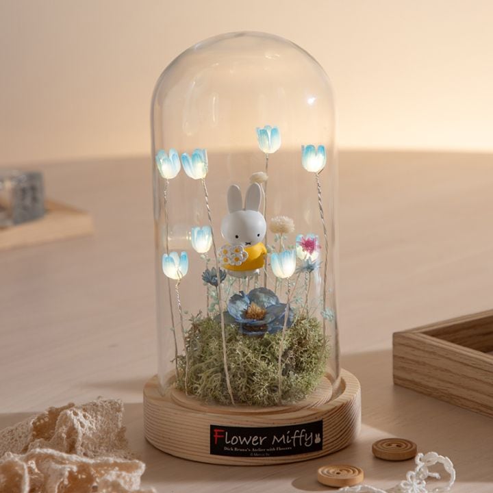 Flower Miffy LEDフラワーアレンジ ドームL ブルー