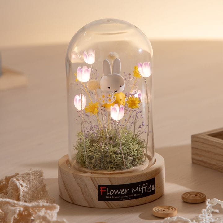 Flower Miffy LEDフラワーアレンジ ドームM パープル