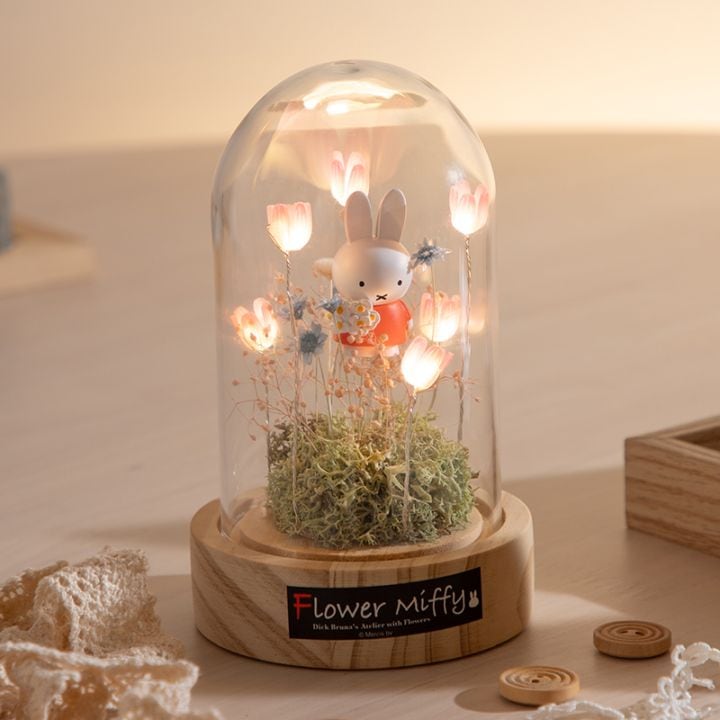 Flower Miffy LEDフラワーアレンジ ドームM ピンク