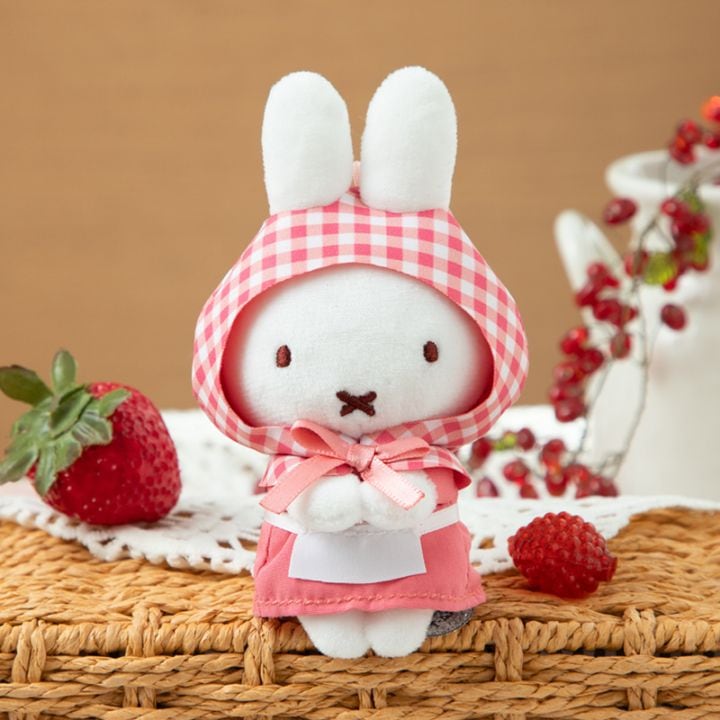 《先行発売》ブルーナ ちょっこりサンキューマスコット /ミッフィー (ギンガムチェック イチゴ・サーモンピンク)