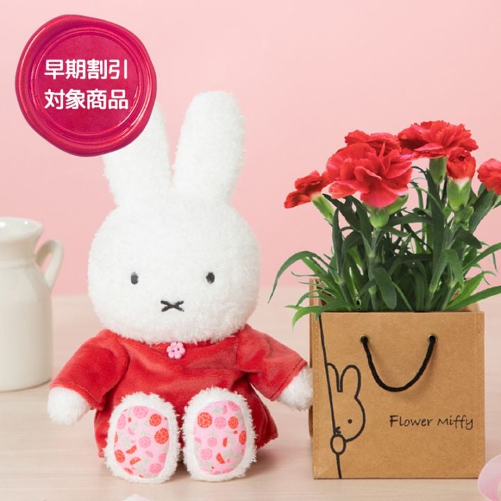 【2026母の日】《3/19～4/19：早期割引》Flower Miffy 着せかえほわほわぬいぐるみ カーネーションセット ※他商品同梱・日時指定不可