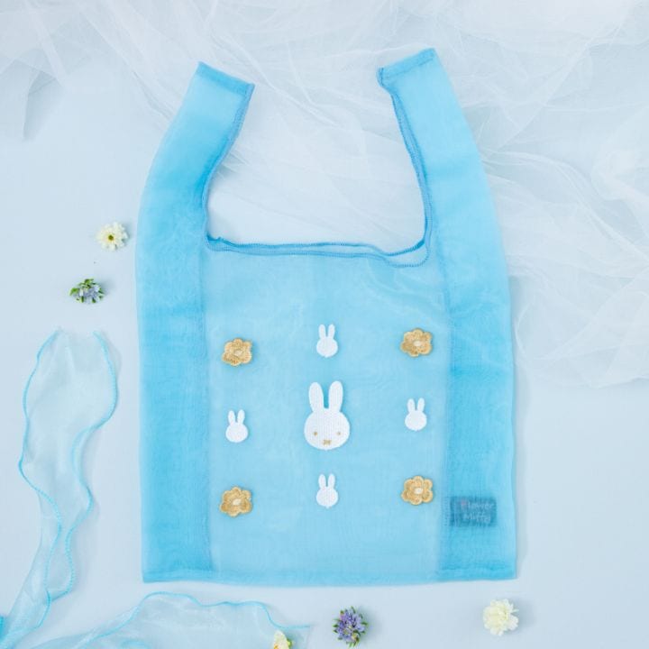 Flower Miffy  オーガンジー刺しゅうバッグL ブルー アートフラワーセット