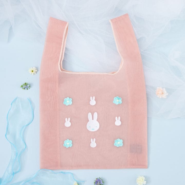 Flower Miffy  オーガンジー刺しゅうバッグL ピンク アートフラワーセット