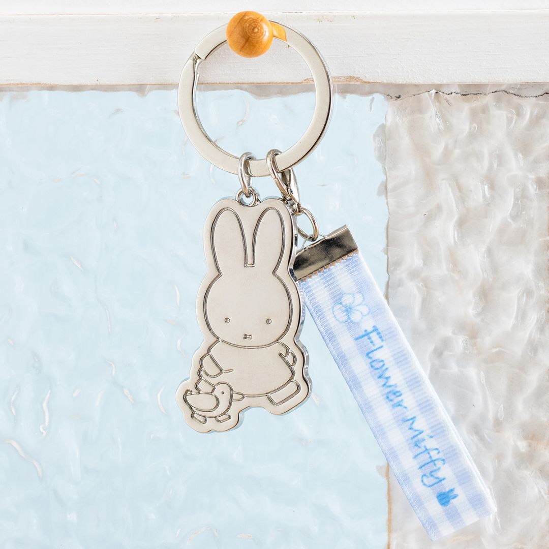 Flower Miffy  シルバーキーリング あひる(ネットショップ・POPUP限定)＆リボンチャーム バイオレット アートフラワーセット