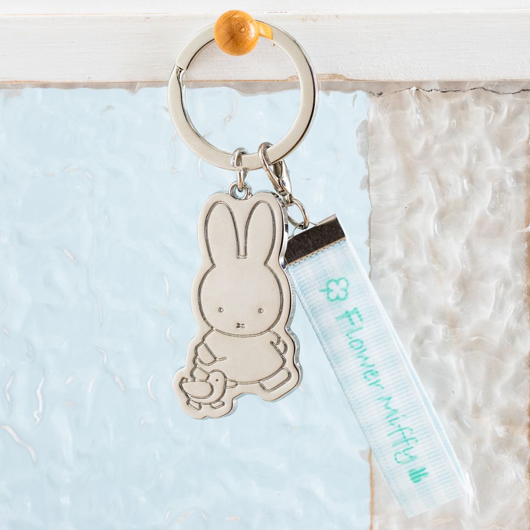 Flower Miffy  シルバーキーリング あひる(ネットショップ・POPUP限定)＆リボンチャーム クローバー アートフラワーセット