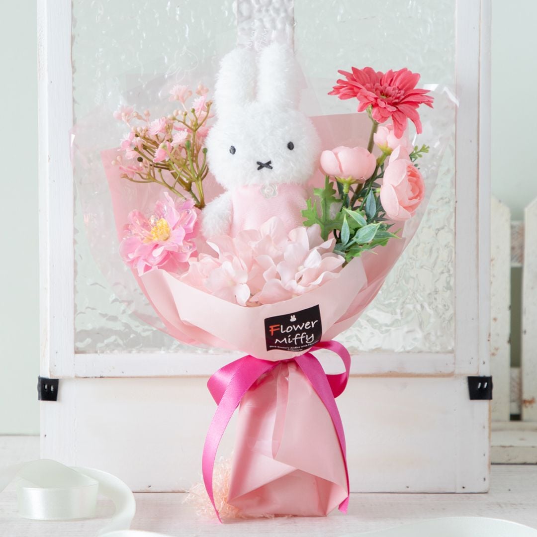 Flower Miffy ほわほわマスコット カラフルブーケ ミモザイエロー