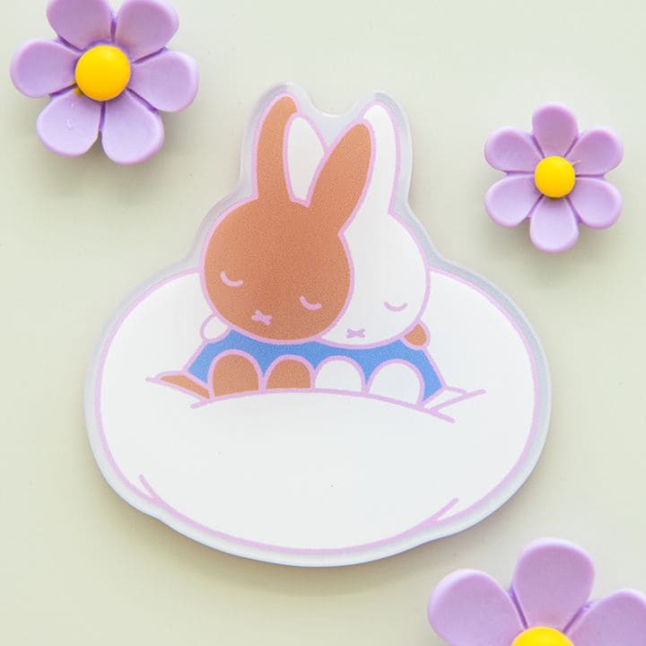 Flower Miffy マグネットアクリルベース ミッフィー＆メラニー パープル
