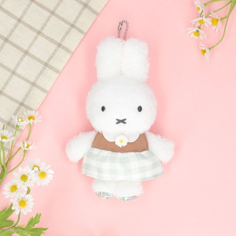 Flower Miffy ほわほわマスコットキーチェーン ペールチェック