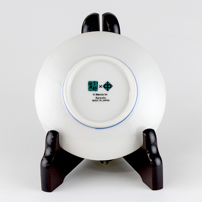 九谷焼 大雅作 飾皿 46cm 箱、スタンド付き 九谷焼 大雅作 飾皿 46cm