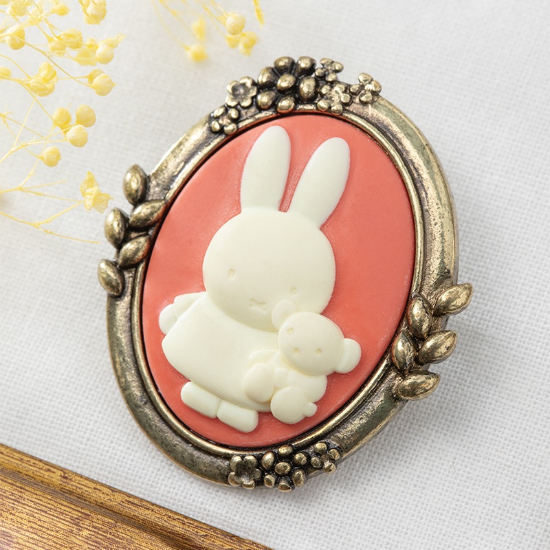 Flower Miffy カメオ風ブローチ ミッフィーとくま アートフラワーセット