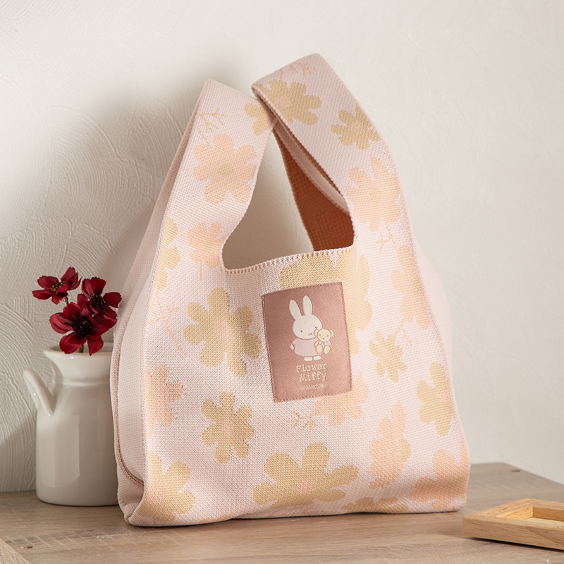 Flower Miffy ニットマルシェバッグ ホワイト アートフラワーセット