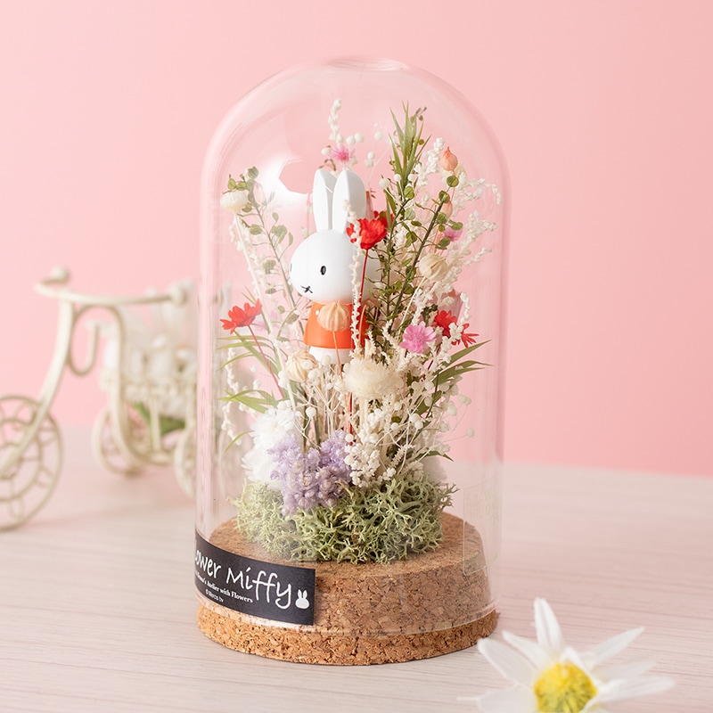 Flower Miffy コルクガラスドーム 小花アレンジM ピンク | すべての