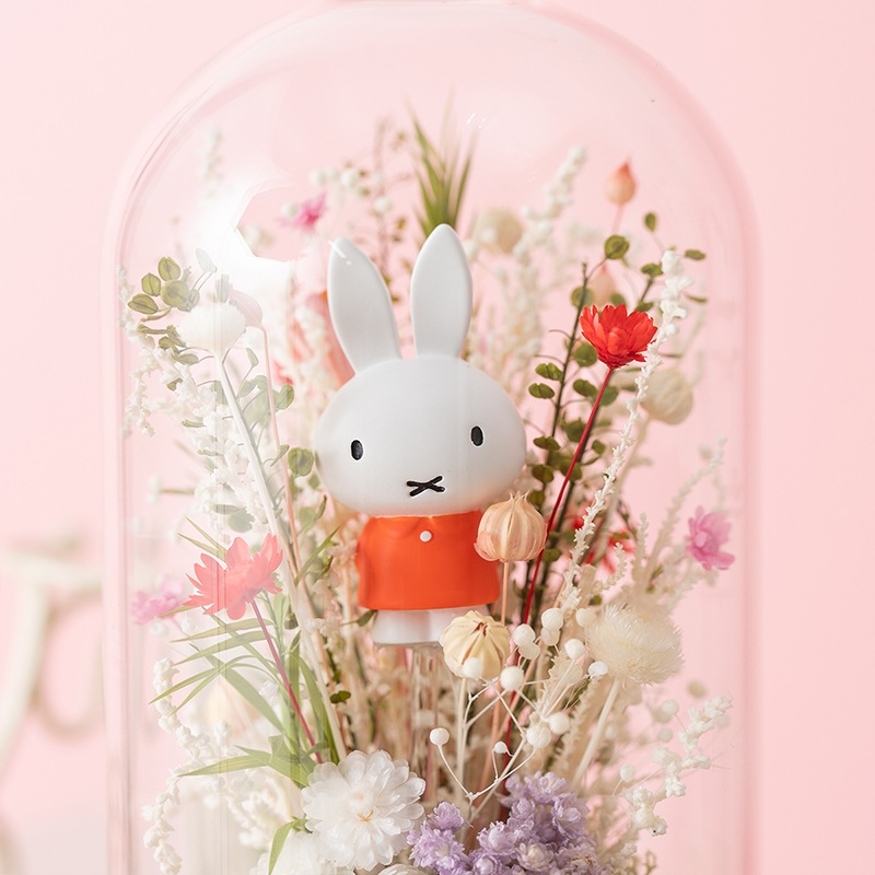 Flower Miffy コルクガラスドーム 小花アレンジM ピンク | すべての