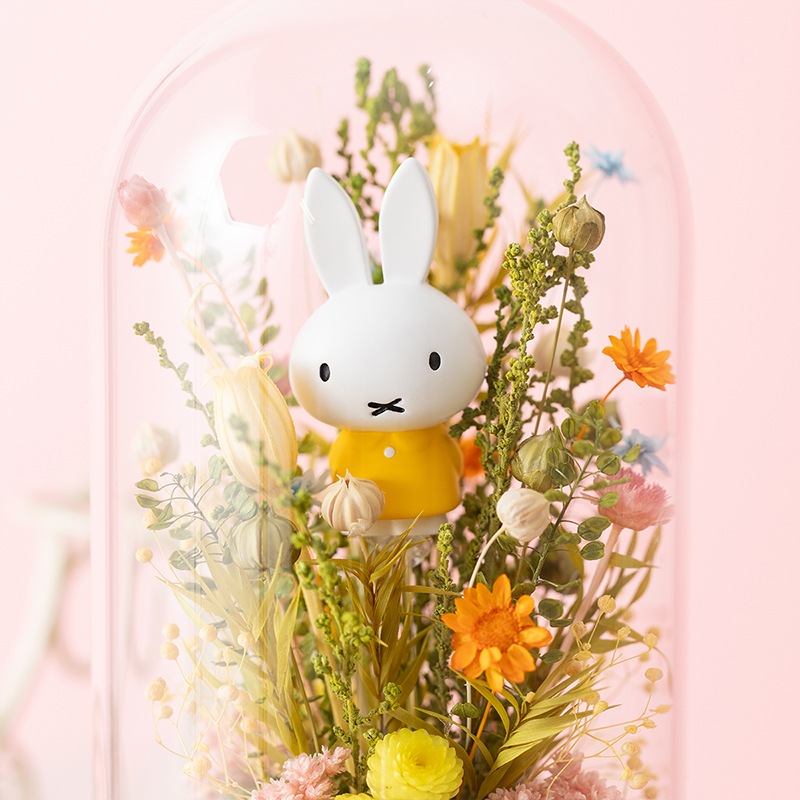 Flower Miffy コルクガラスドーム 小花アレンジM イエロー