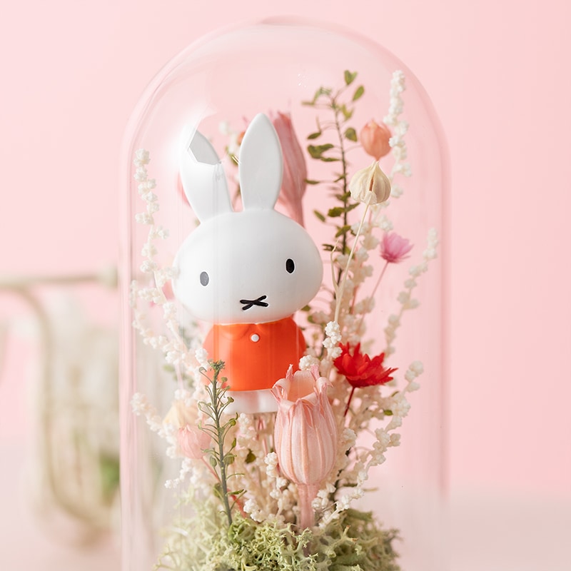 Flower Miffy コルクガラスドーム 小花アレンジS ピンク