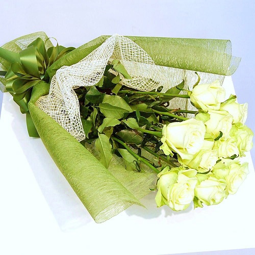 直送商品b 極上 大輪バラ花束 10本 パステルグリーン 企業様向け 花束 バラ ミッフィーのお花屋さん Flower Miffy