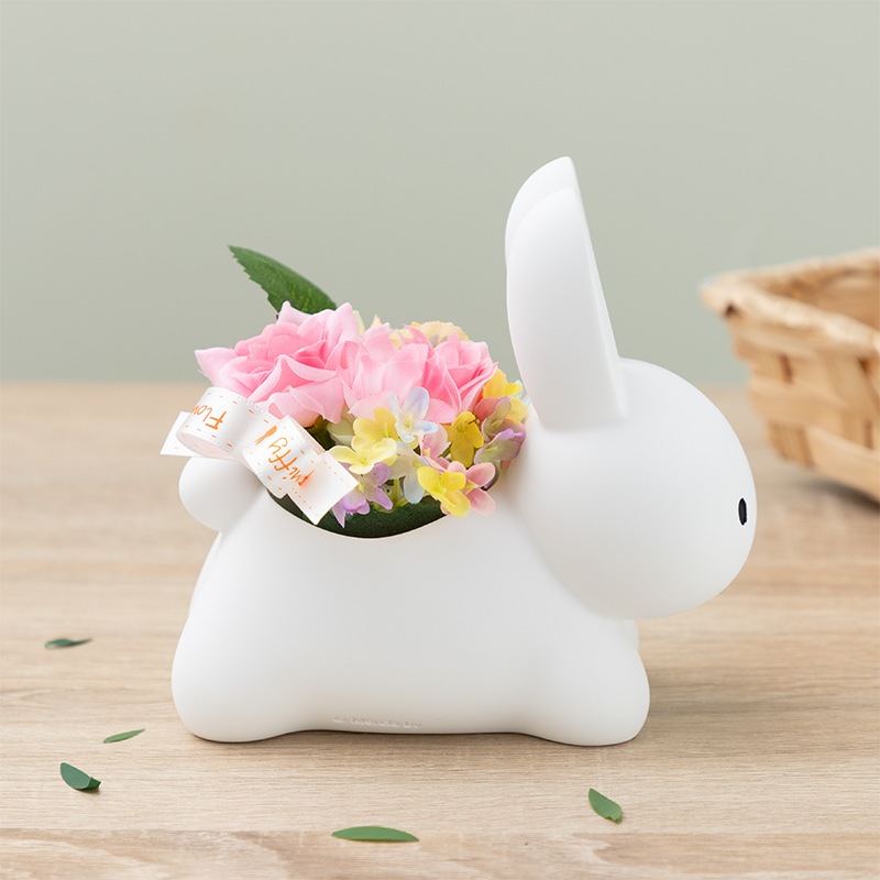 Flower Miffy うさぎカバー アートフラワーアレンジ パステルピンク