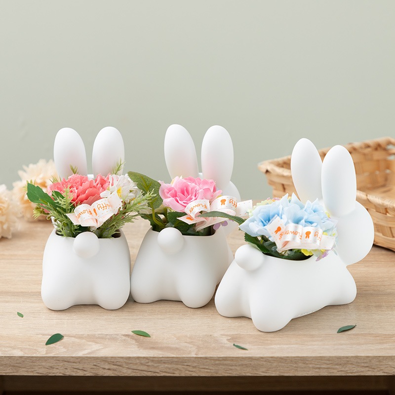 Flower Miffy うさぎカバー アートフラワーアレンジ パステルブルー