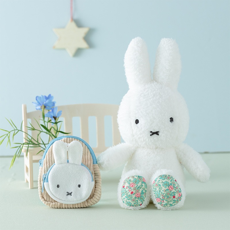 フラワーミッフィー　コーデュロイミニリュックポーチ　2点セット Flower Miffy コーデュロイミニリュックポーチ ネモフィラブルー