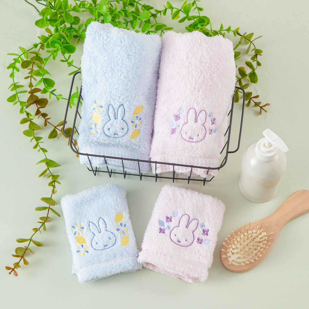 Flower Miffy わたいろ アジサイ フェイス＆ハンドタオル アート