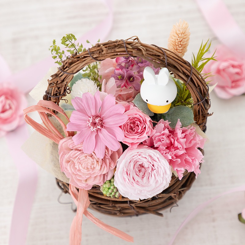 Flower Miffy フルールパニエ ピンク | アレンジメント・花雑貨,プリ