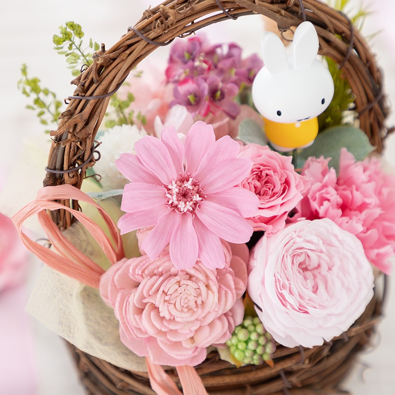 Flower Miffy フルールパニエ ピンク | アレンジメント・花雑貨,プリ