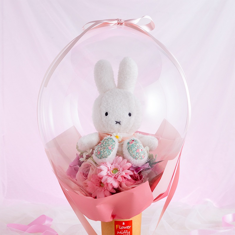 【直送商品H】Flower Miffy バルーンアレンジ フラワーガーデン デイジーチェックピンク
