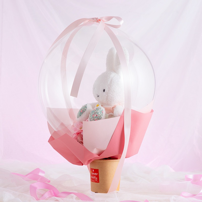 【直送商品H】Flower Miffy バルーンアレンジ フラワーガーデン デイジーチェックピンク