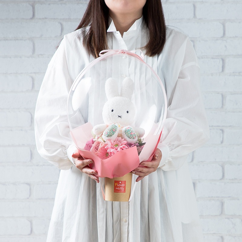 【直送商品H】Flower Miffy バルーンアレンジ フラワーガーデン デイジーチェックピンク