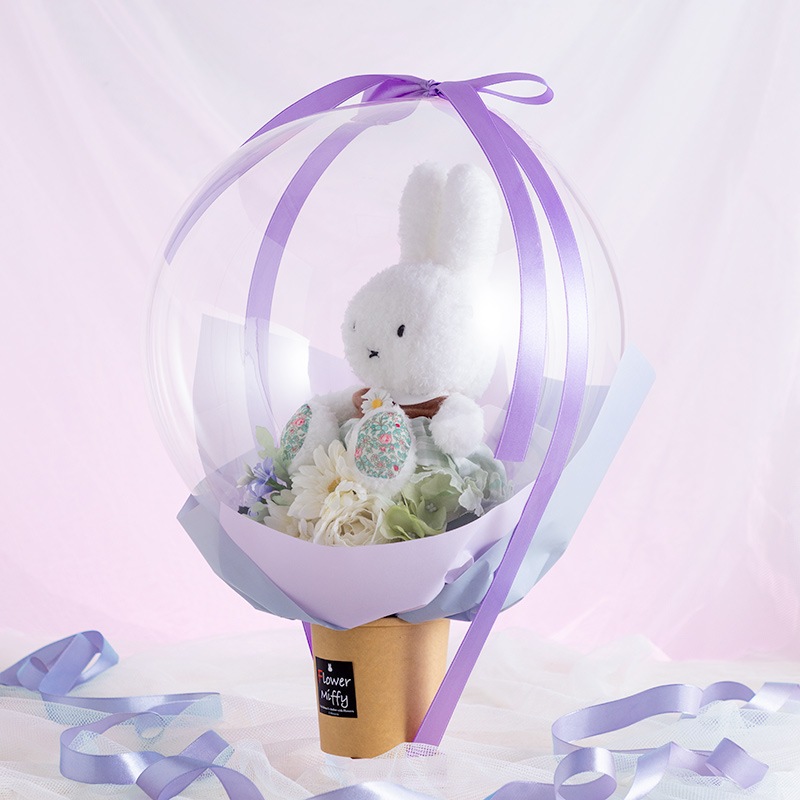 【直送商品H】Flower Miffy バルーンアレンジ フラワーガーデン デイジーチェックブラウン