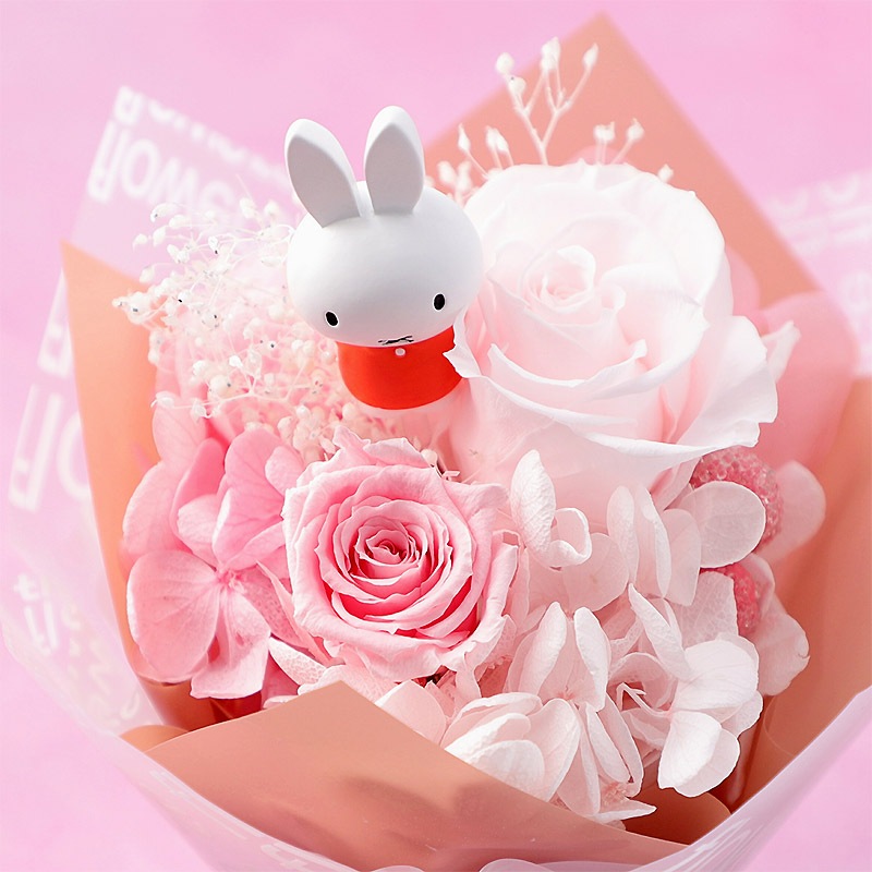 プリザーブドフラワー ミッフィースタンドブーケ ピンク 季節のおすすめ サンクスギフト ミッフィーのお花屋さん Flower Miffy