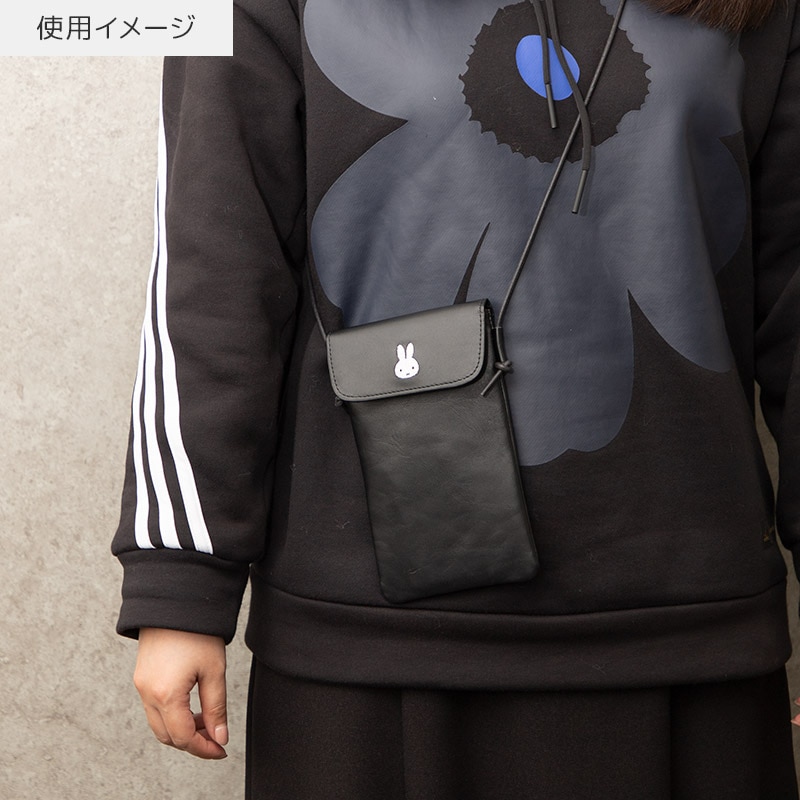 特別価格】フラワーミッフィー スマホショルダーバッグ ブラック