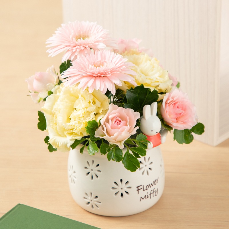 クリーム色の花の置物 ◇人気のギフト 押し花 花時計 φ18cm【ラークスパー・オレンジ ラージ
