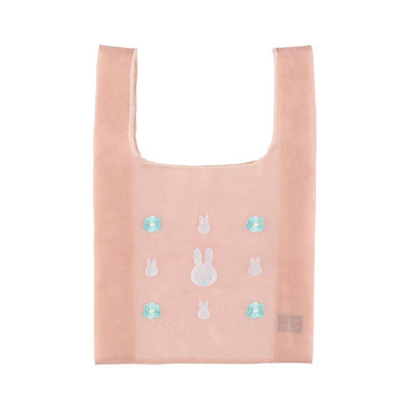 Flower Miffy オーガンジー刺しゅうバッグL ピンク アートフラワー