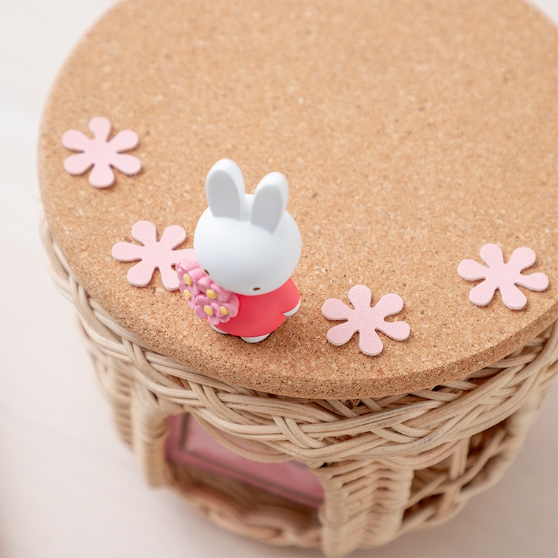 ミッフィー　ピンク　籐ラタン　大型 蓋付 バスケット3段　昭和レトロ　レア　希少 ミッフィー ピンク 籐ラタン 大型 蓋付 バスケット3段 昭和